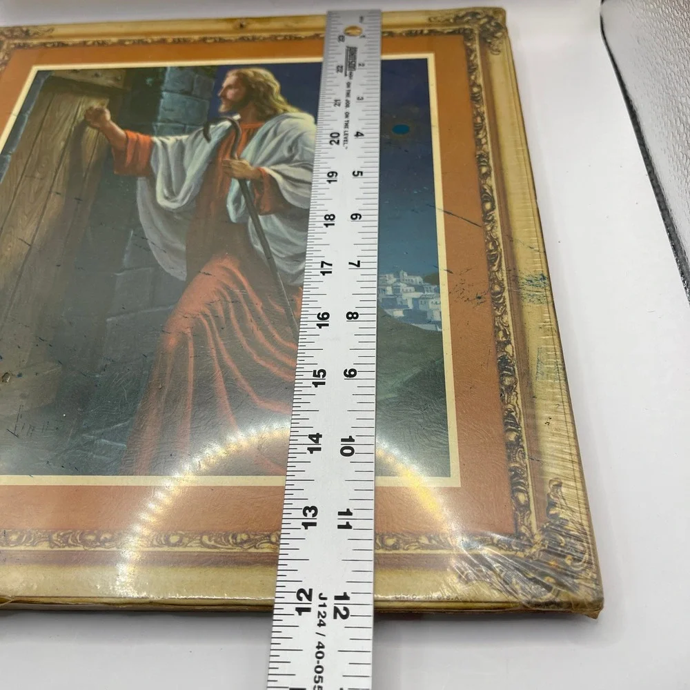 Jesus Knocking at the Door Cork Wall Plaque 12x10 Gold VTG Religious Art SEALED